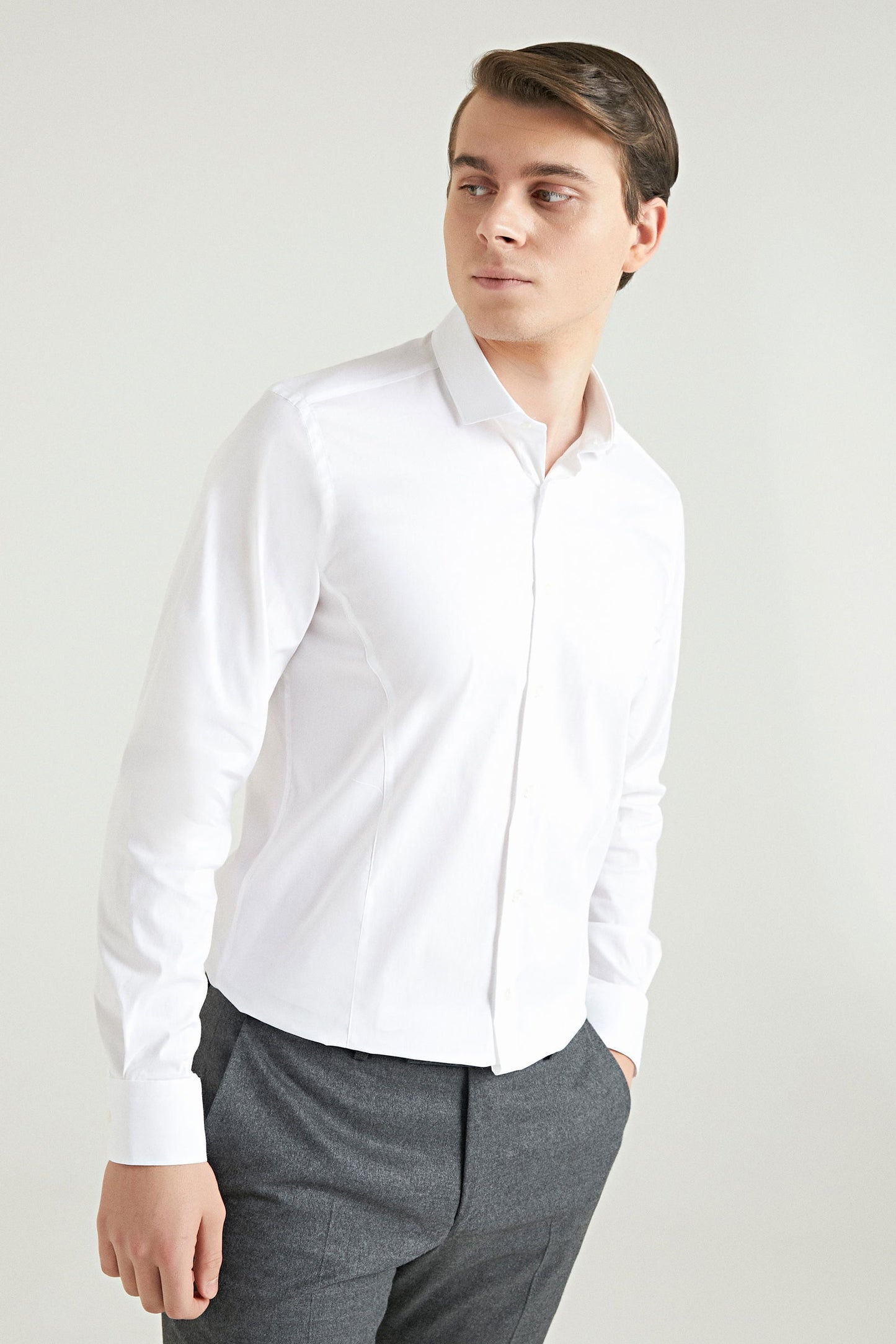 Twn Slim Fit Beyaz Düz Gömlek