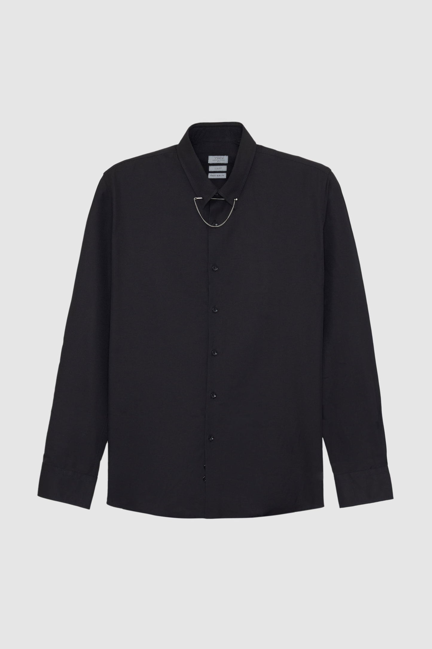 Twn Slim Fit Siyah Krep Desen Gömlek