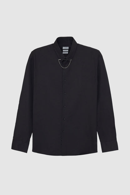 Twn Slim Fit Siyah Krep Desen Gömlek