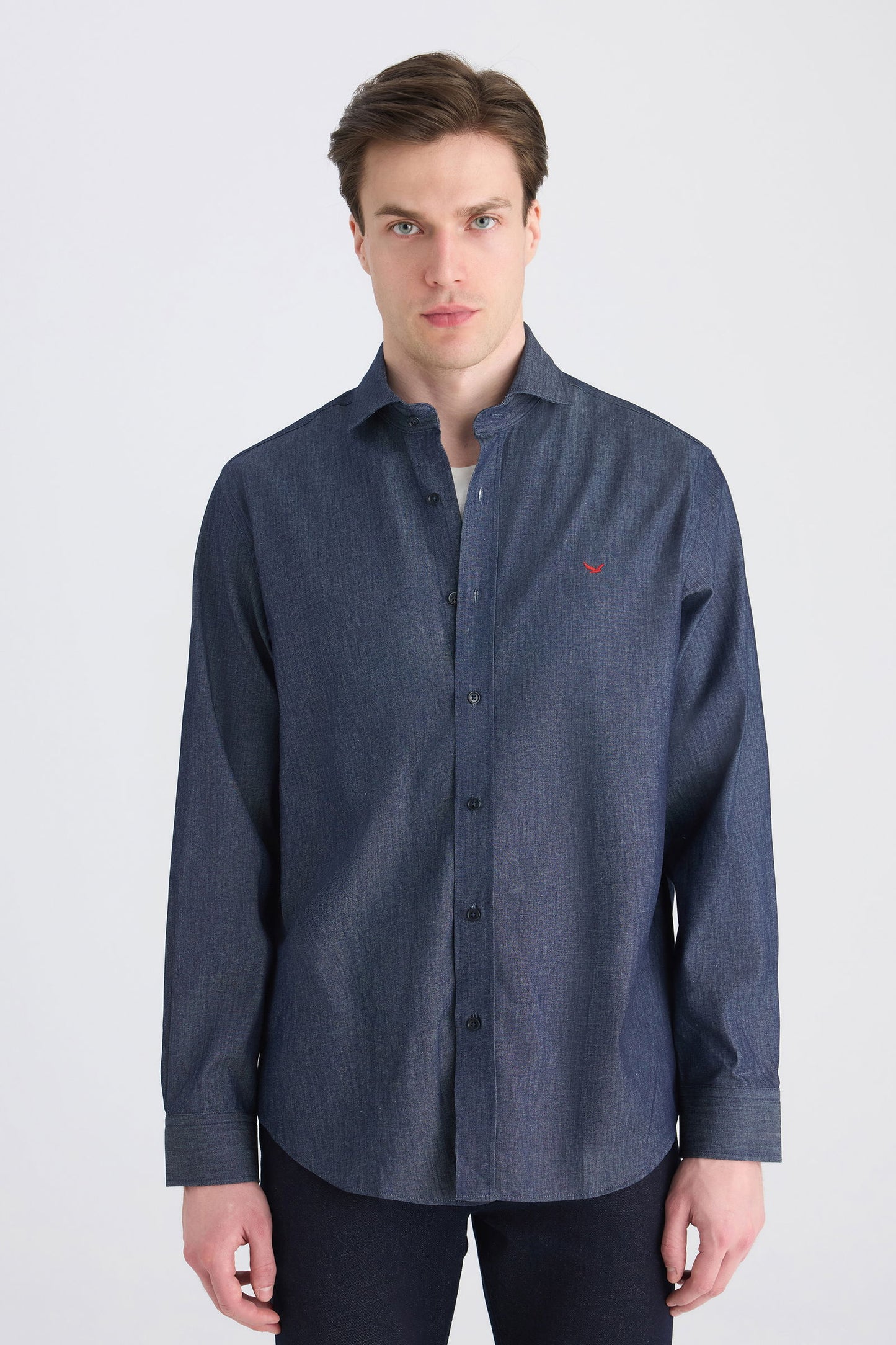 Ds Damat Comfort Indigo Düz Gömlek