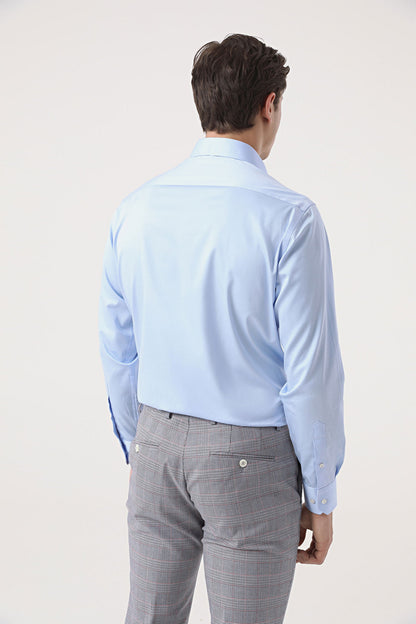 Ds Damat Regular Fit Mavi Düz Nano Care Gömlek