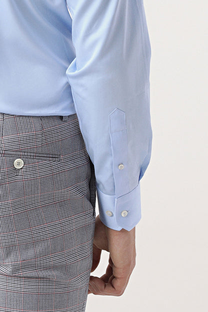 Ds Damat Regular Fit Mavi Düz Nano Care Gömlek