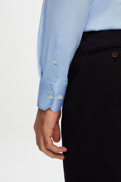 Ds Damat Slim Fit Mavi Düz Gömlek