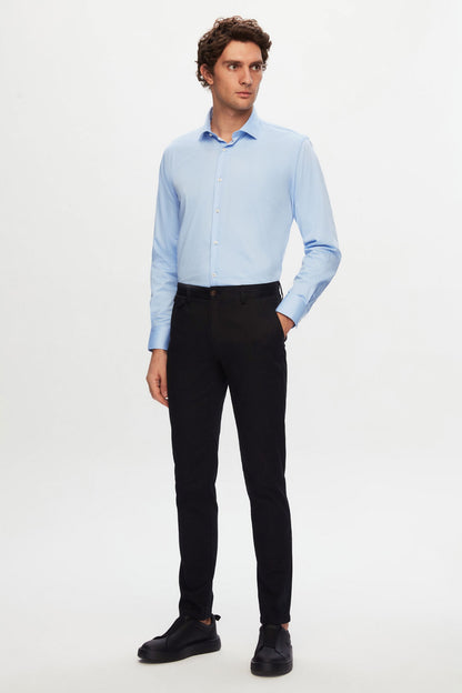 Ds Damat Slim Fit Mavi Düz Gömlek