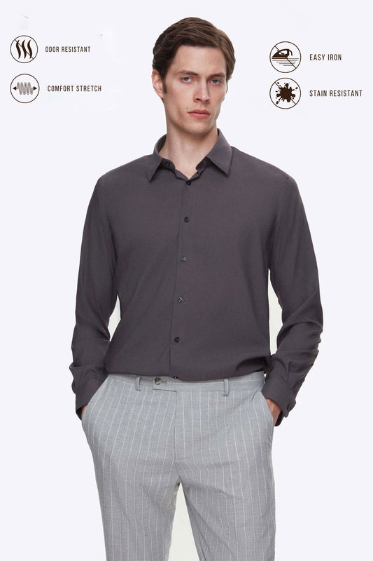 Twn Slim Fit Antrasit Düz Gömlek