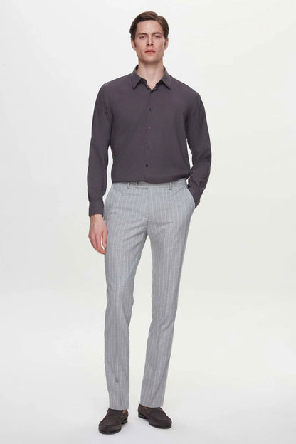 Twn Slim Fit Antrasit Düz Gömlek