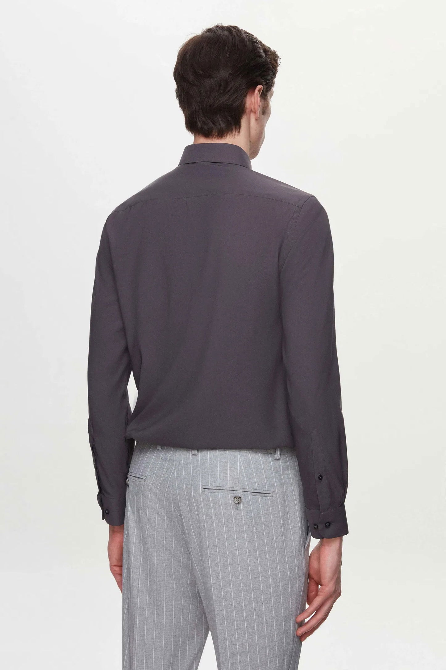 Twn Slim Fit Antrasit Düz Gömlek