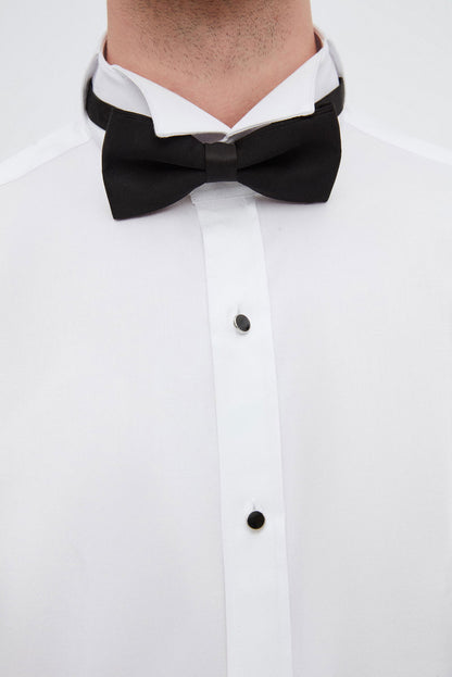 Ds Damat Regular Fit Beyaz Düz Smokin Gömlek