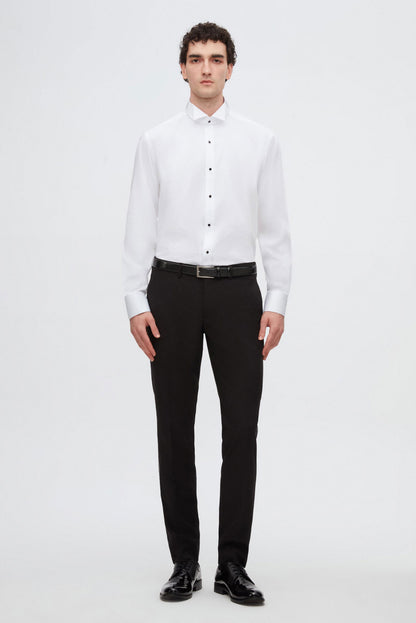 Ds Damat Regular Fit Beyaz Düz Smokin Gömlek