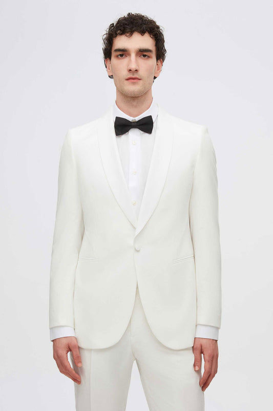 Twn Slim Fit Beyaz Düz Smokin Takim Elbise