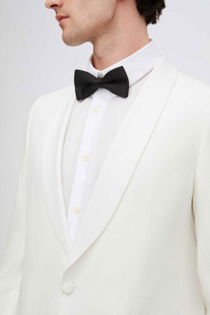 Twn Slim Fit Beyaz Düz Smokin Takim Elbise