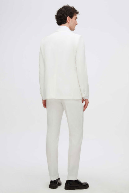 Twn Slim Fit Beyaz Düz Smokin Takim Elbise