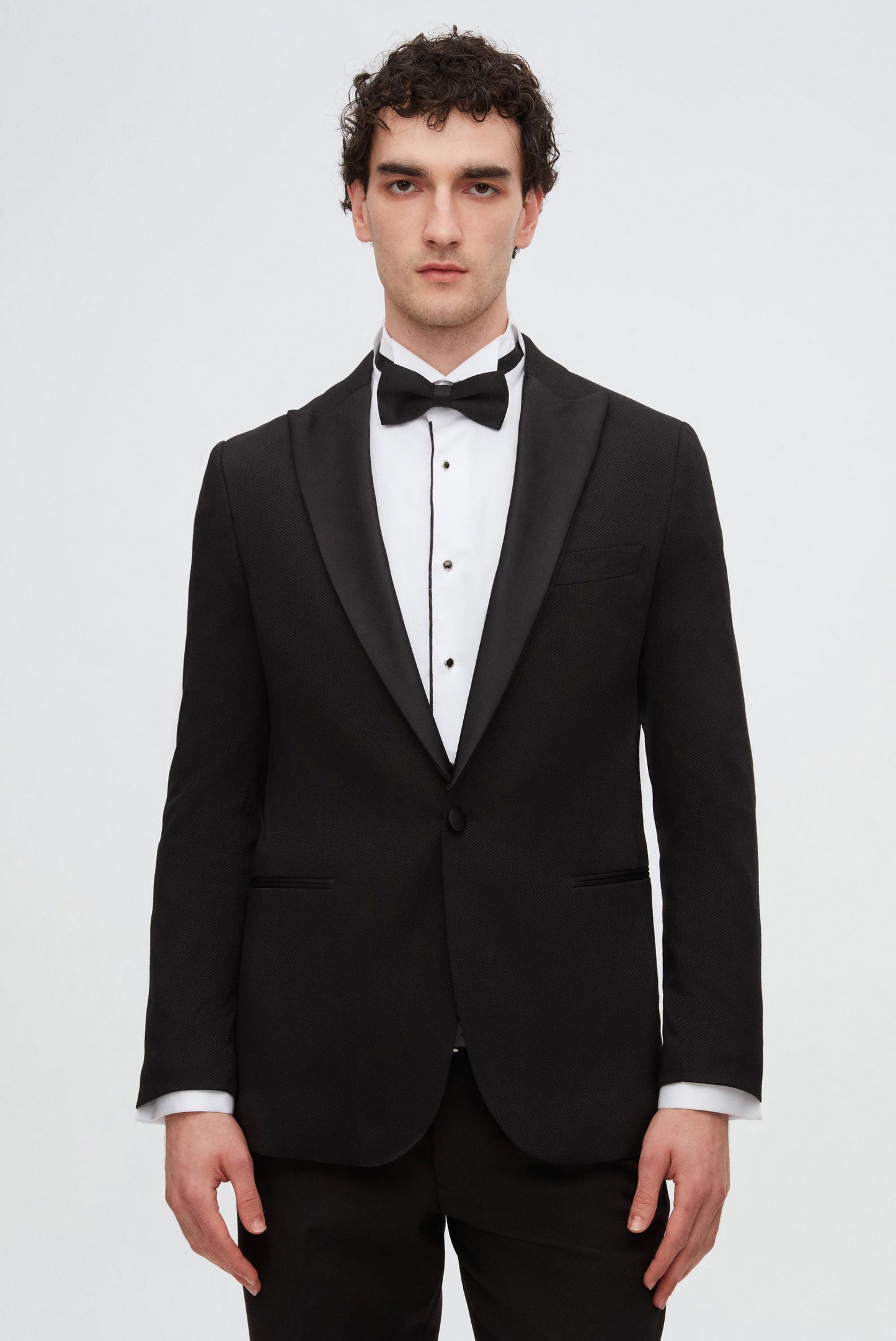 Ds Damat Slim Fit Siyah Armürlü Damatlık & Smokin Takim Elbise