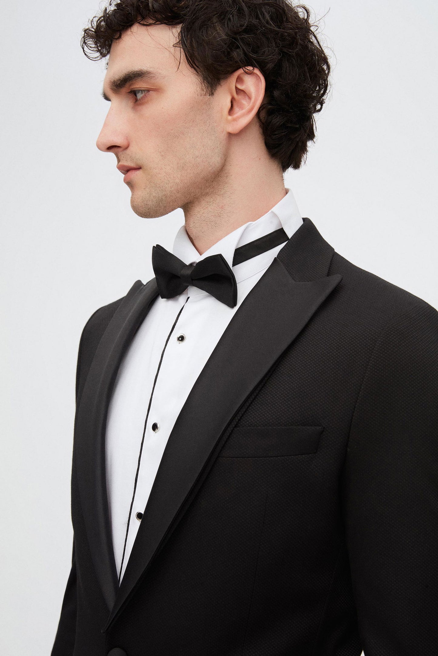 Ds Damat Slim Fit Siyah Armürlü Damatlık & Smokin Takim Elbise