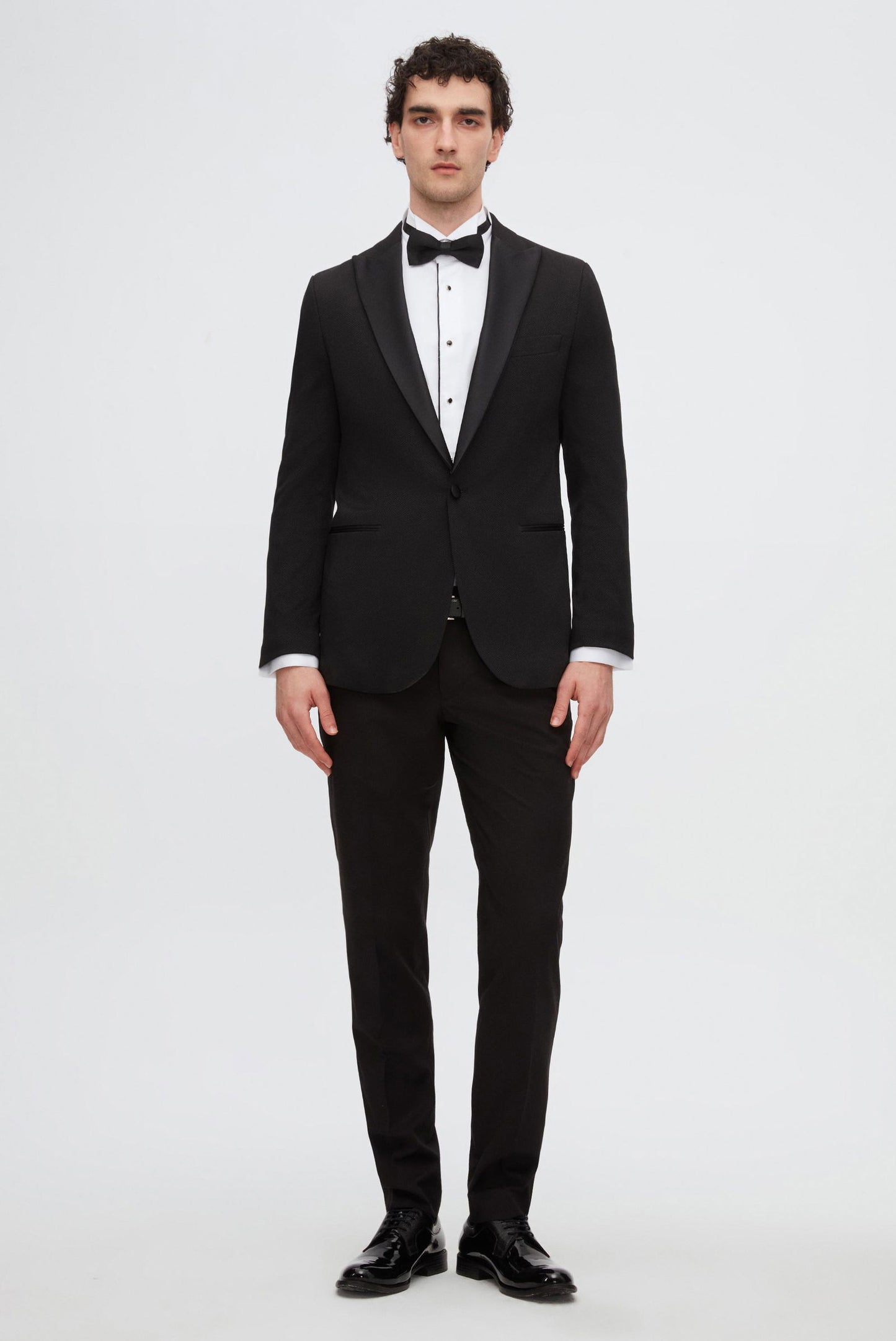 Ds Damat Slim Fit Siyah Armürlü Damatlık & Smokin Takim Elbise