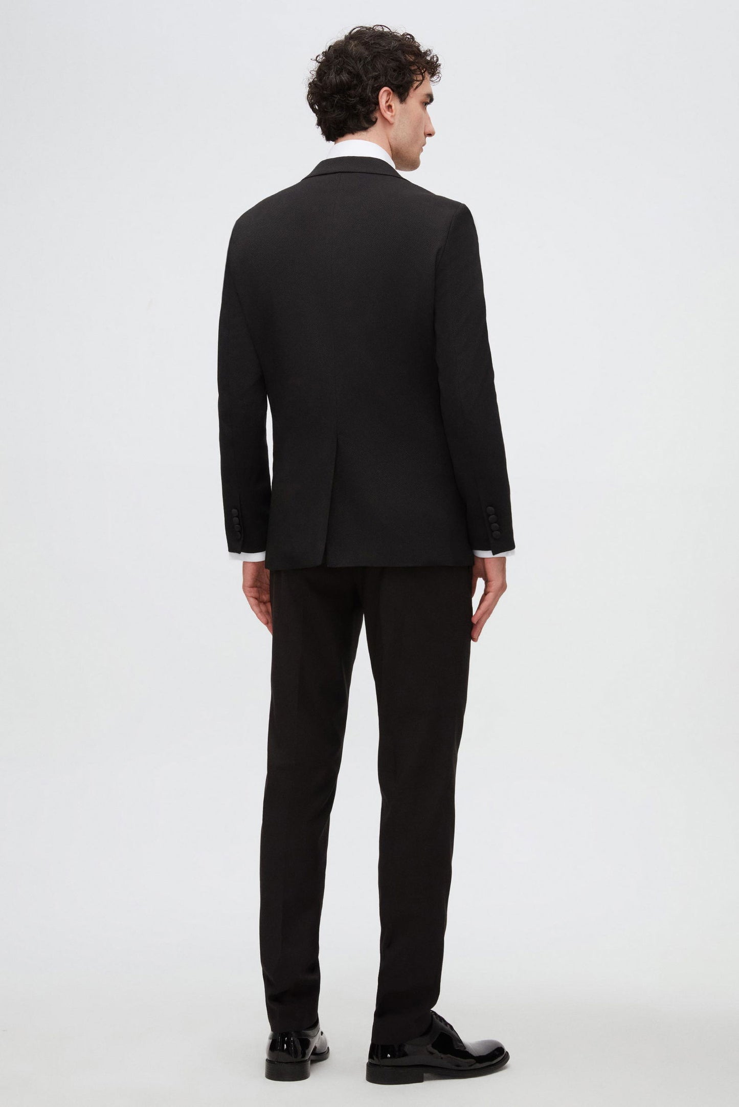 Ds Damat Slim Fit Siyah Armürlü Damatlık & Smokin Takim Elbise