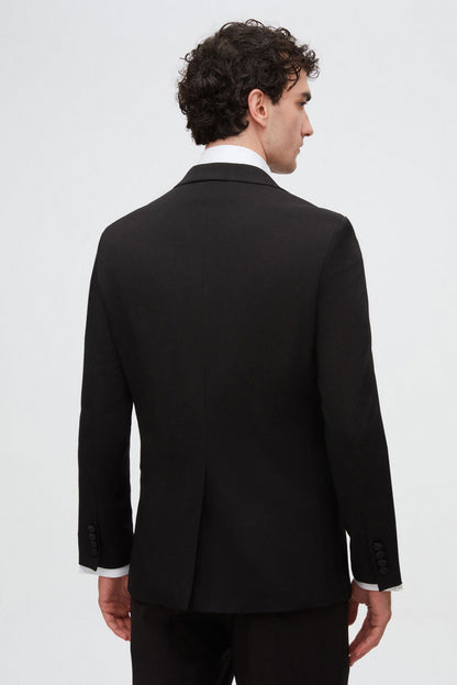 Ds Damat Slim Fit Siyah Armürlü Damatlık & Smokin Takim Elbise