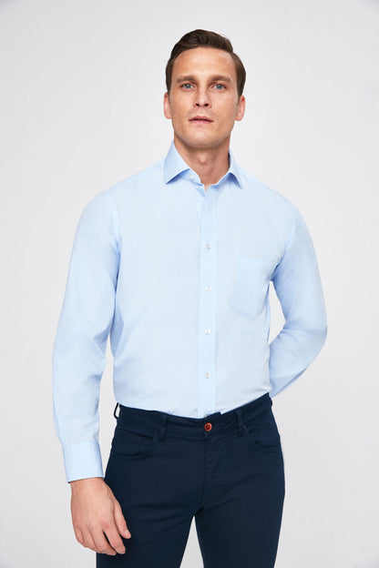 Ds Damat Regular Fit Mavi Düz Gömlek