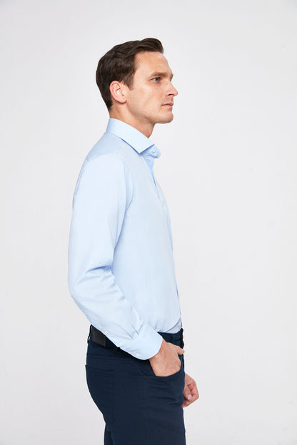 Ds Damat Regular Fit Mavi Düz Gömlek