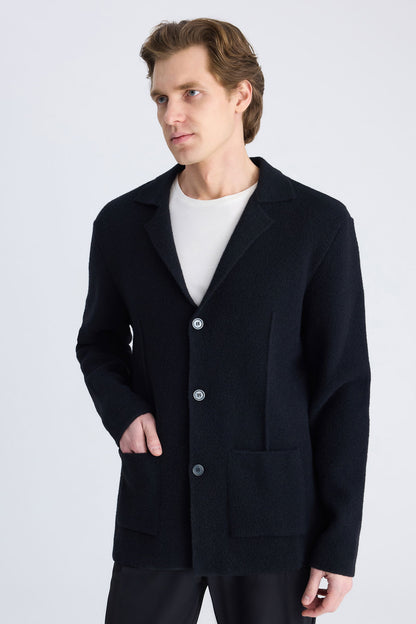 Ds Damat Regular Fit Siyah Triko Ceket