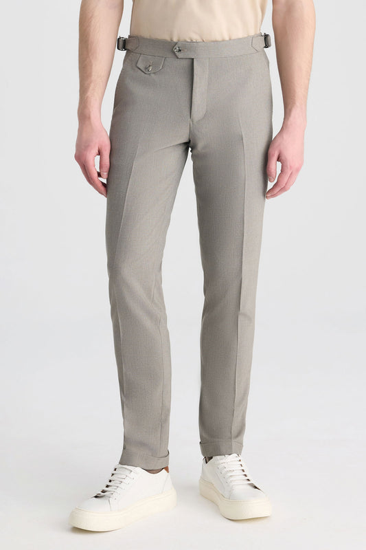 Ds Damat Slim Fit Vizon Armürlü Kumaş Pantolon