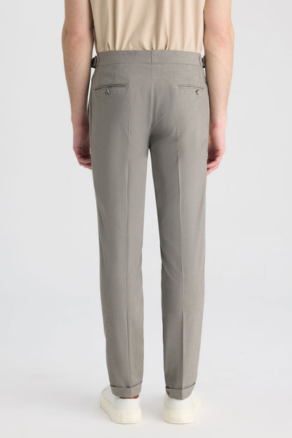 Ds Damat Slim Fit Vizon Armürlü Kumaş Pantolon