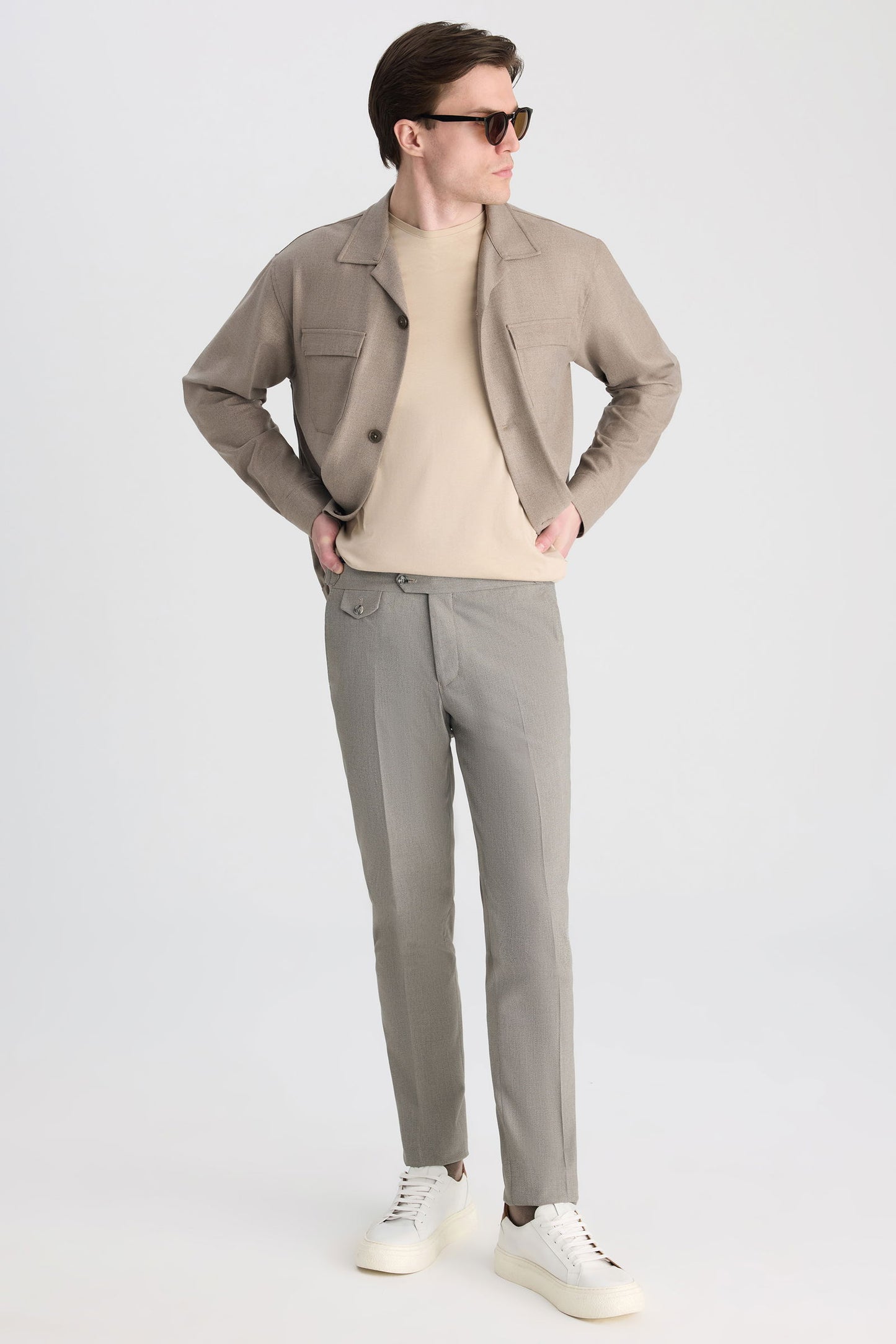 Ds Damat Slim Fit Vizon Armürlü Kumaş Pantolon