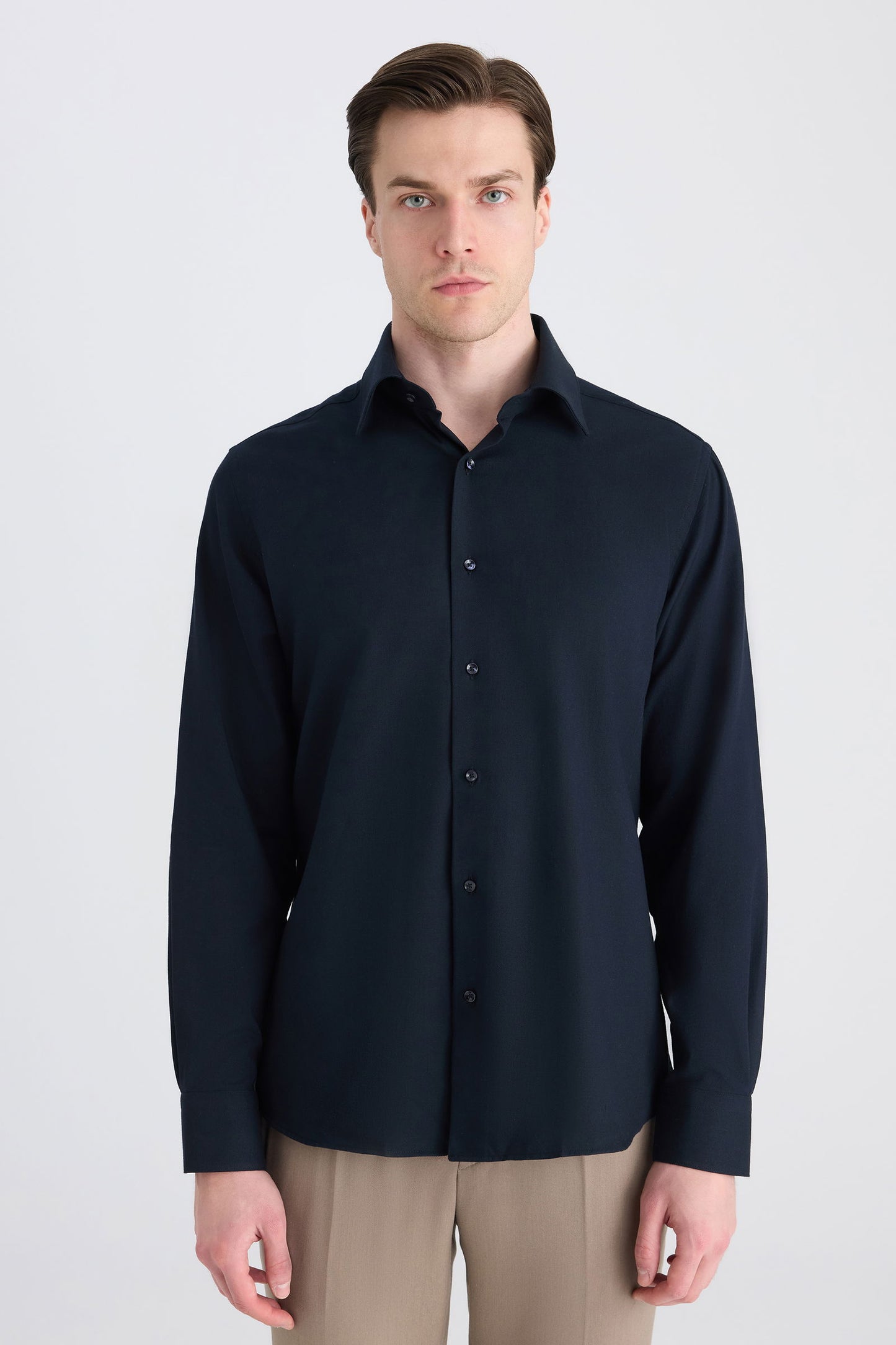 Ds Damat Regular Fit Lacivert Armürlü Gömlek