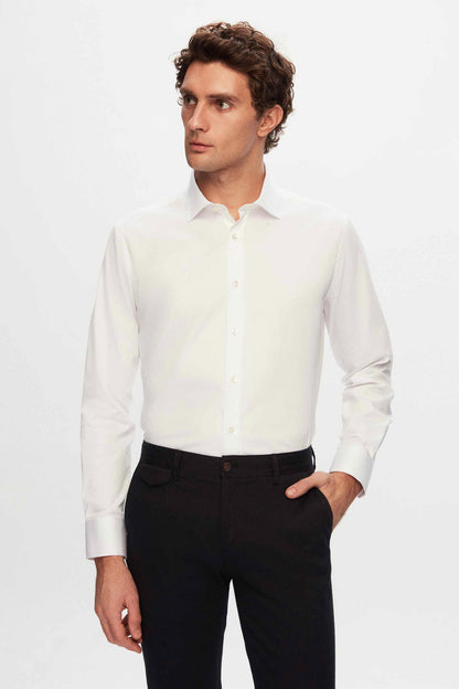 Ds Damat Regular Fit Beyaz Düz Nano Care Gömlek
