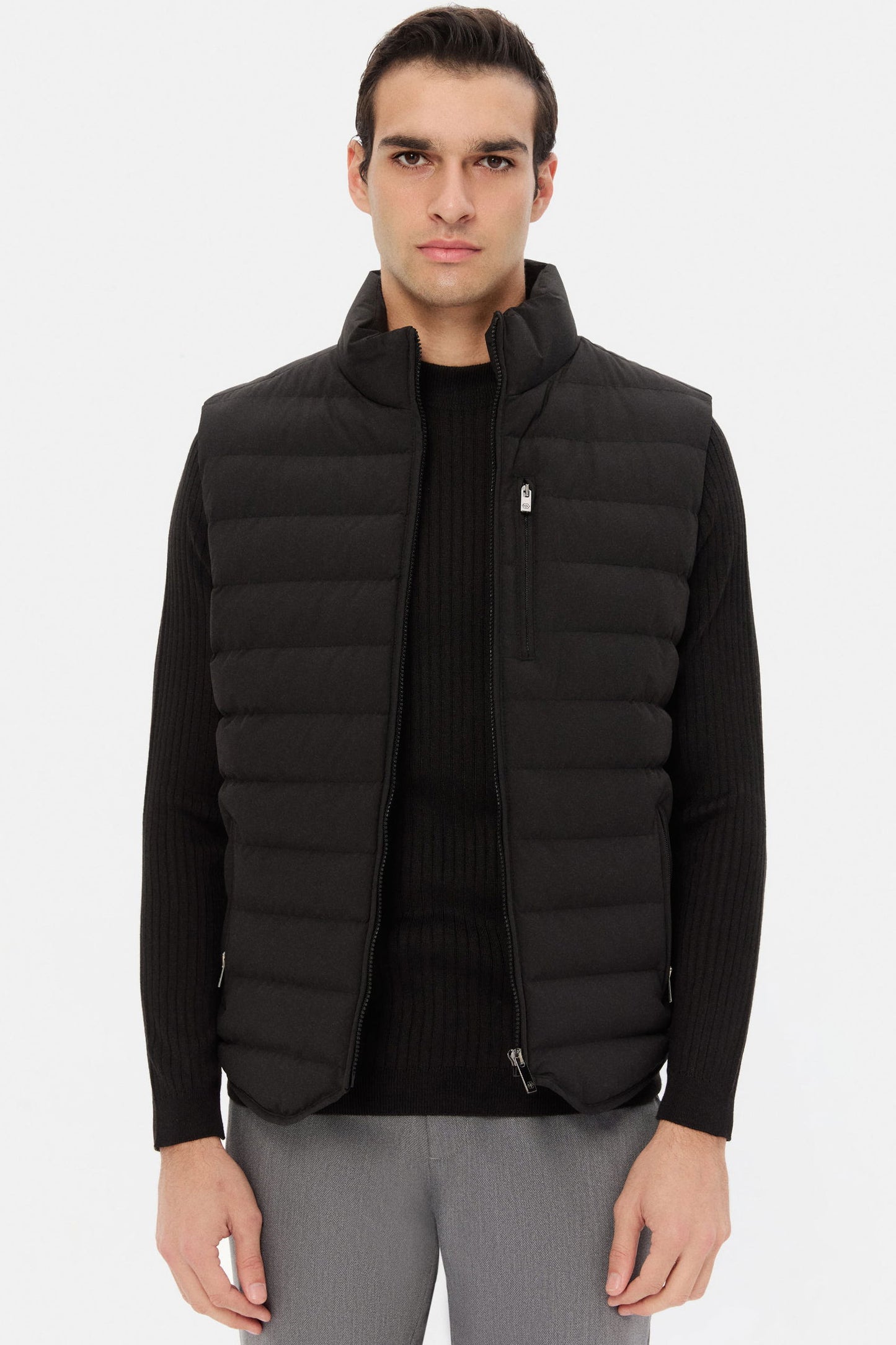 Ds Damat Regular Fit Siyah Düz Yelek Mont