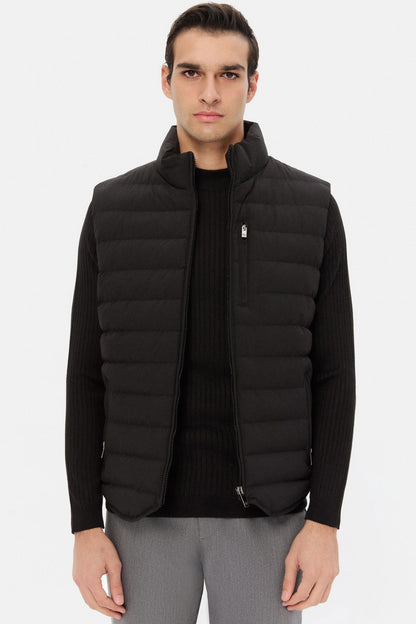Ds Damat Regular Fit Siyah Düz Yelek Mont