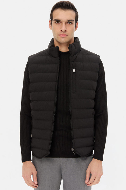 Ds Damat Regular Fit Siyah Düz Yelek Mont