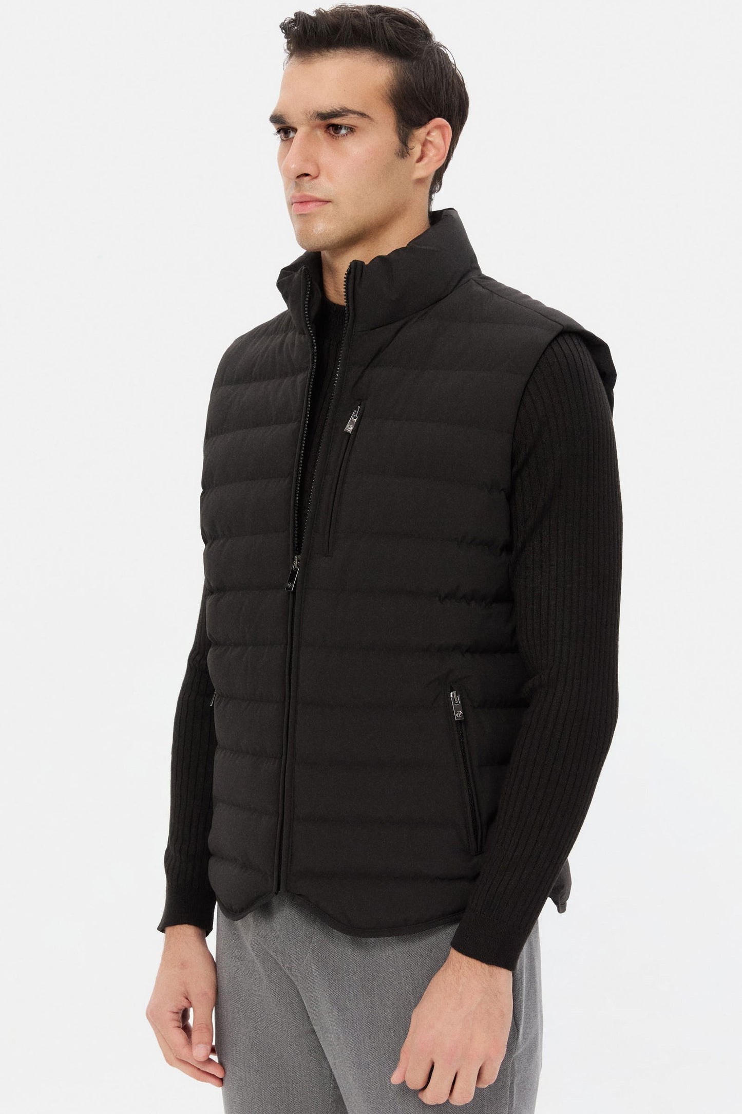 Ds Damat Regular Fit Siyah Düz Yelek Mont