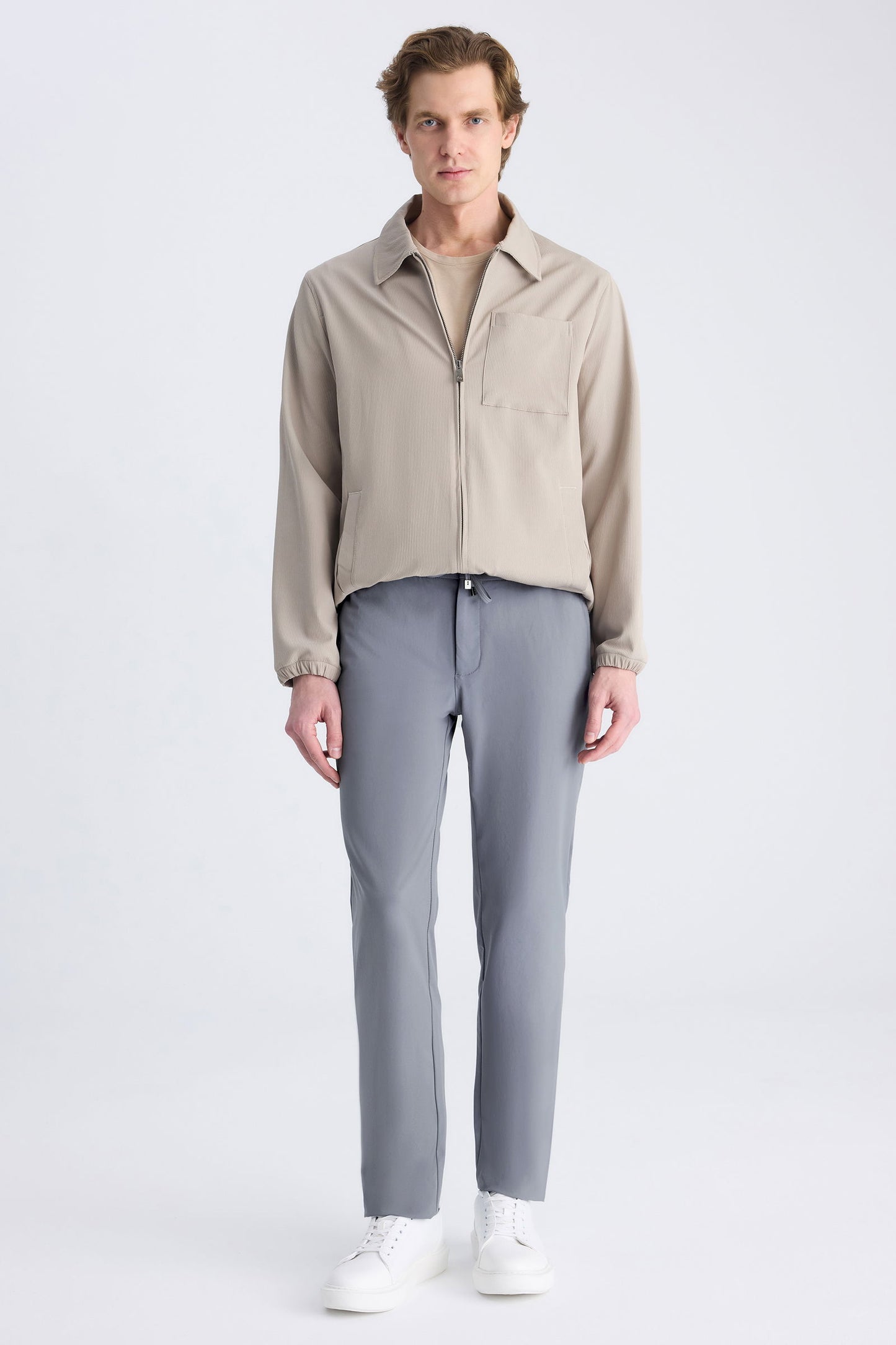 Ds Damat Slim Fit Gri Düz Jogger Pantolon