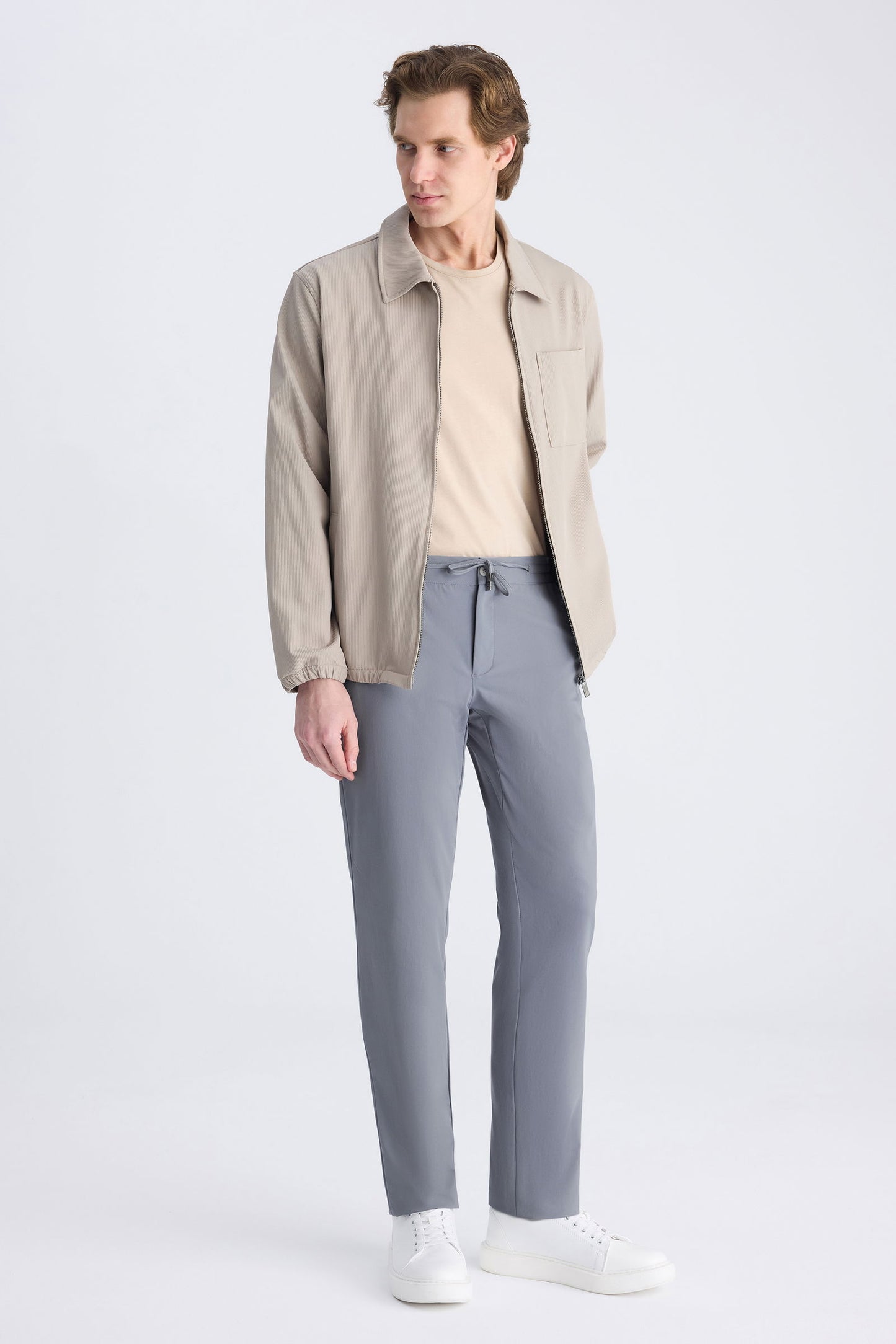 Ds Damat Slim Fit Gri Düz Jogger Pantolon