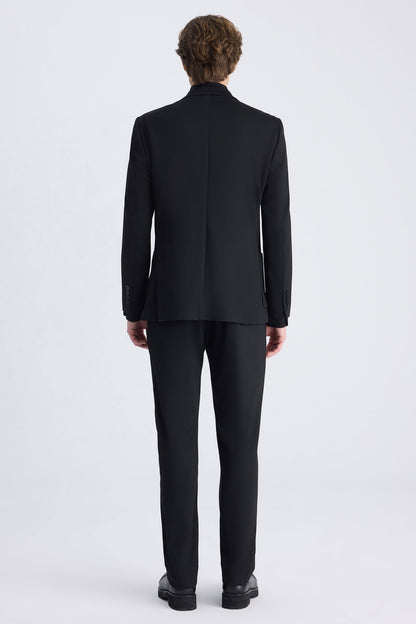 Ds Damat Slim Fit Siyah Baskılı Takim Elbise