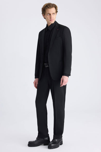 Ds Damat Slim Fit Siyah Baskılı Takim Elbise