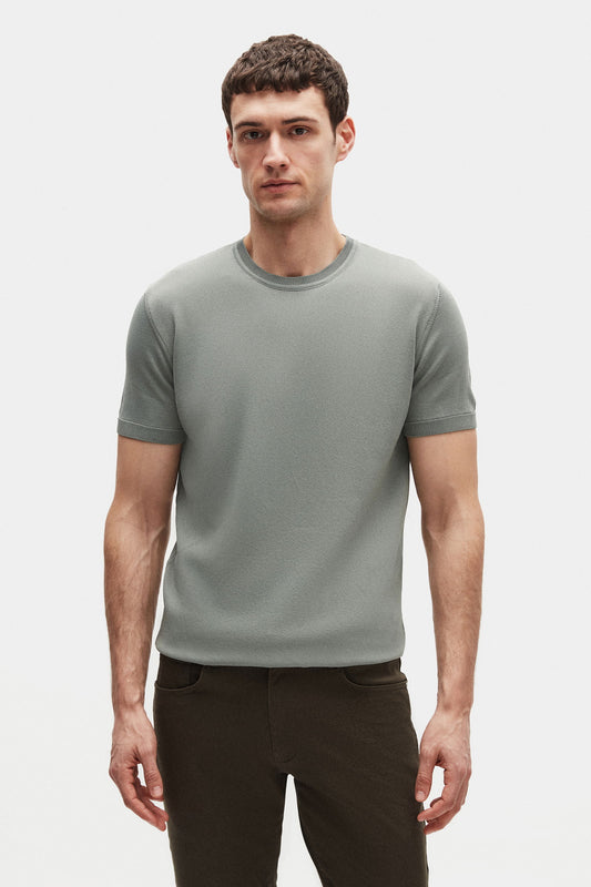 Twn Slim Fit Koyu Yosun Yazlık Rayon Triko T-shirt