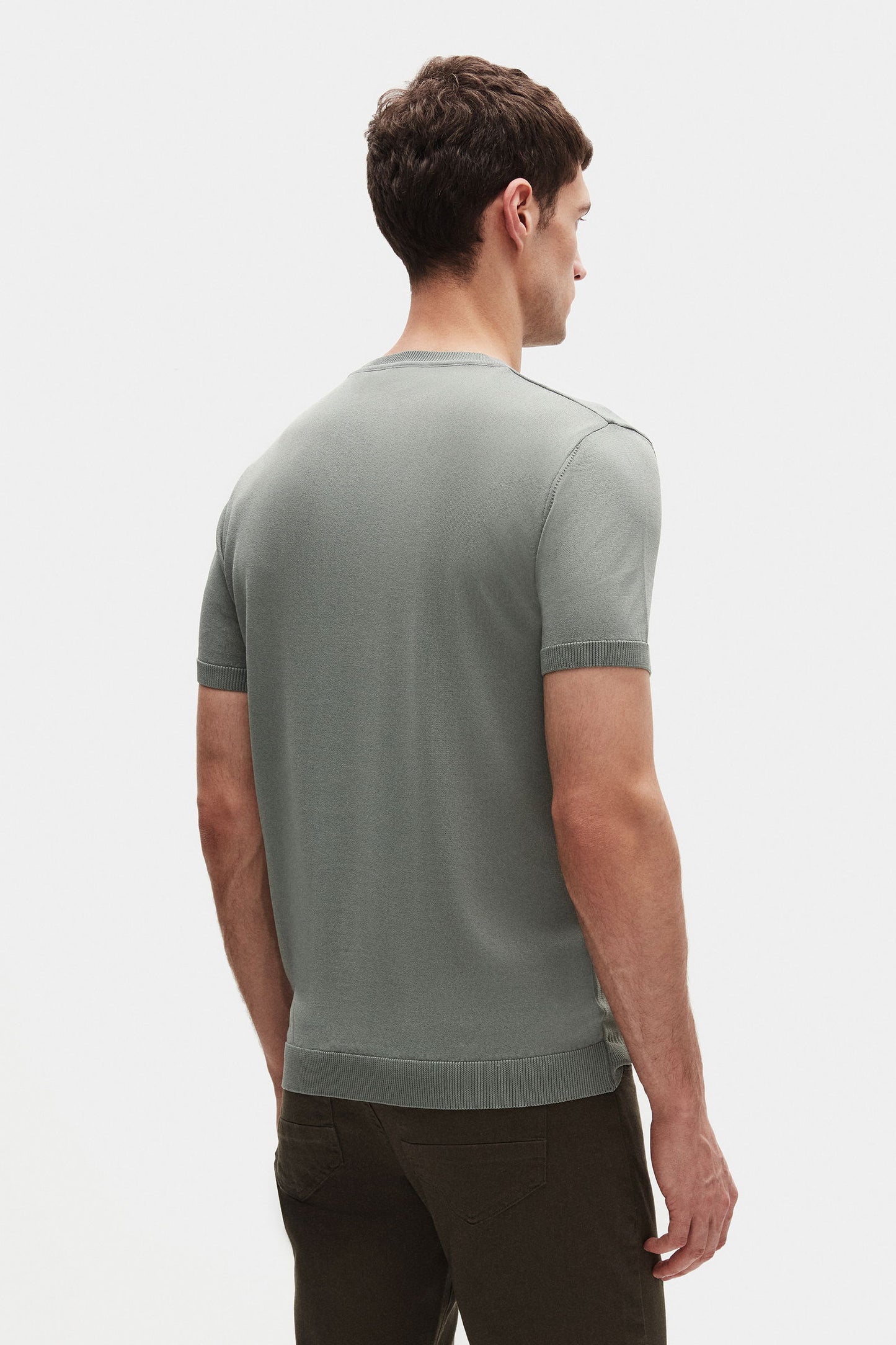 Twn Slim Fit Koyu Yosun Yazlık Rayon Triko T-shirt