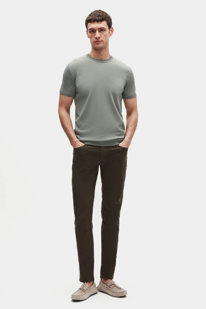 Twn Slim Fit Koyu Yosun Yazlık Rayon Triko T-shirt