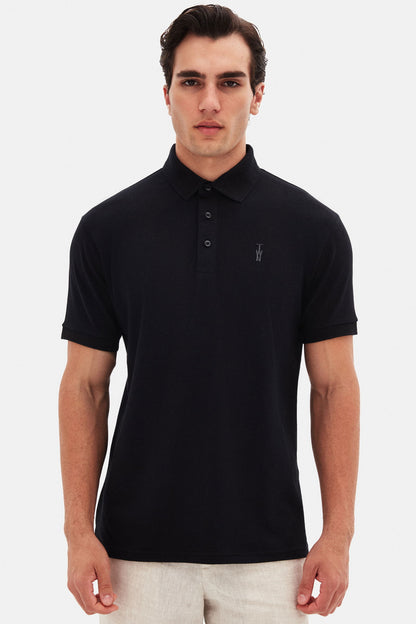 Twn Slim Fit Siyah Pike Dokulu Polo Tişört