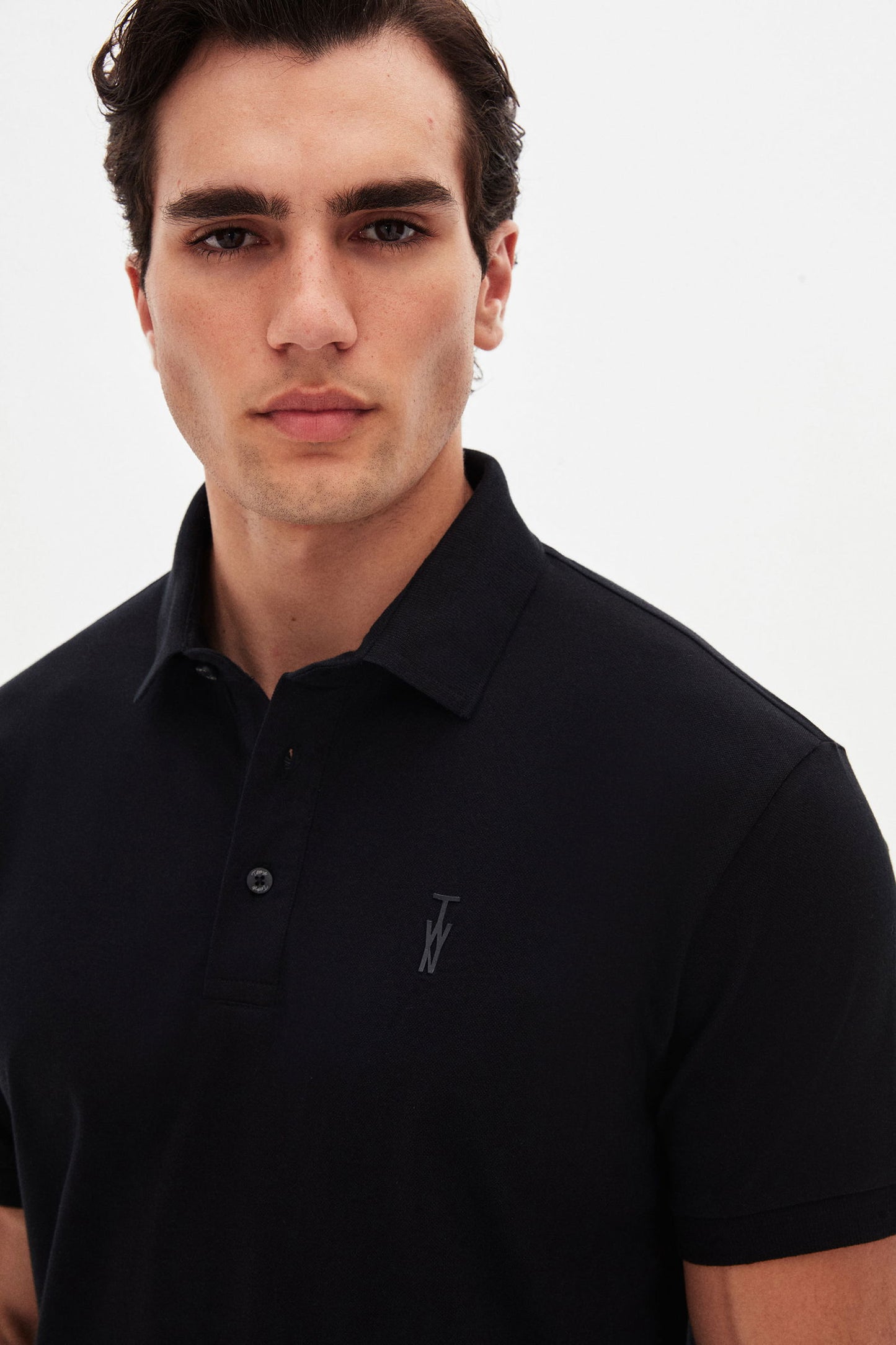 Twn Slim Fit Siyah Pike Dokulu Polo Tişört