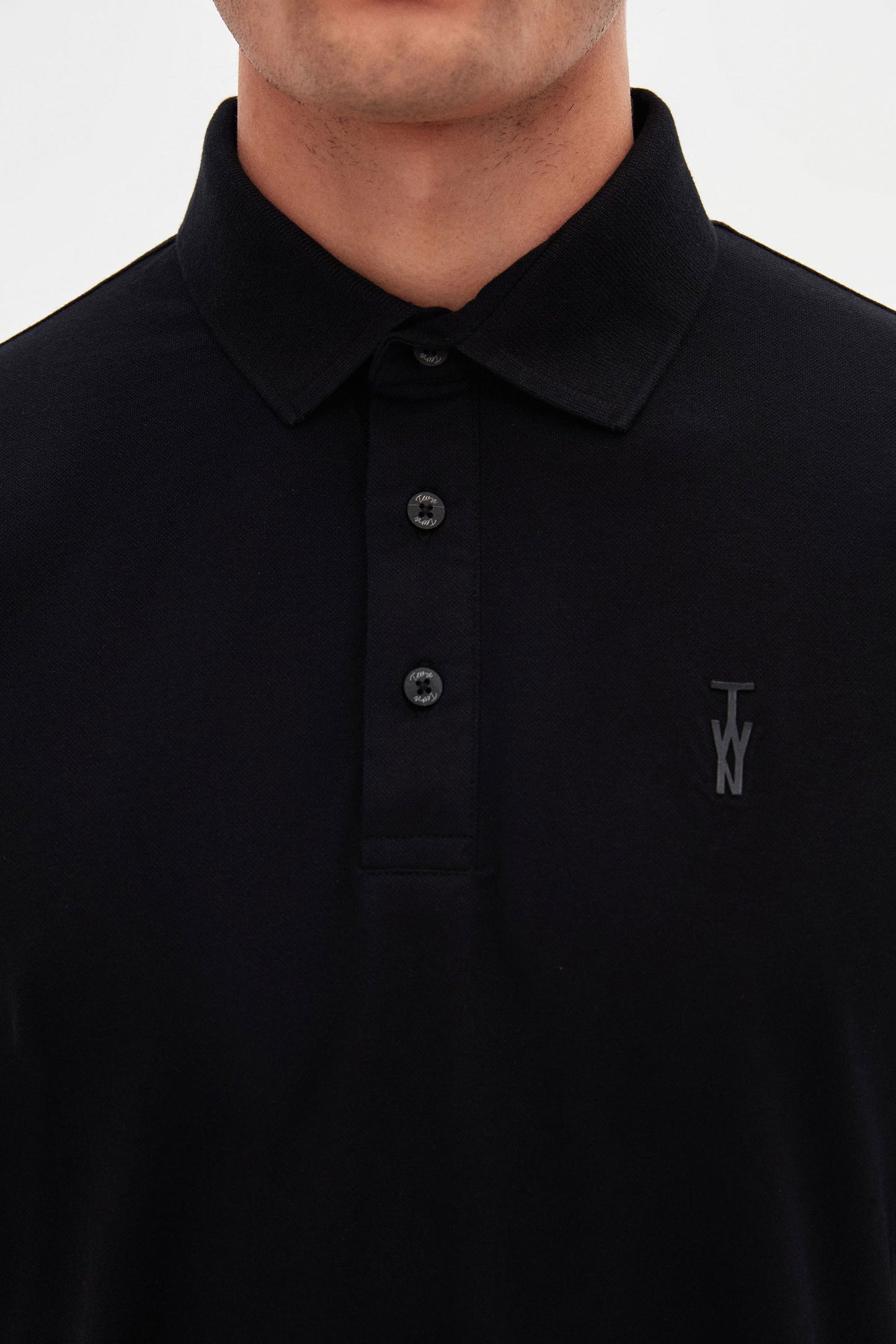 Twn Slim Fit Siyah Pike Dokulu Polo Tişört