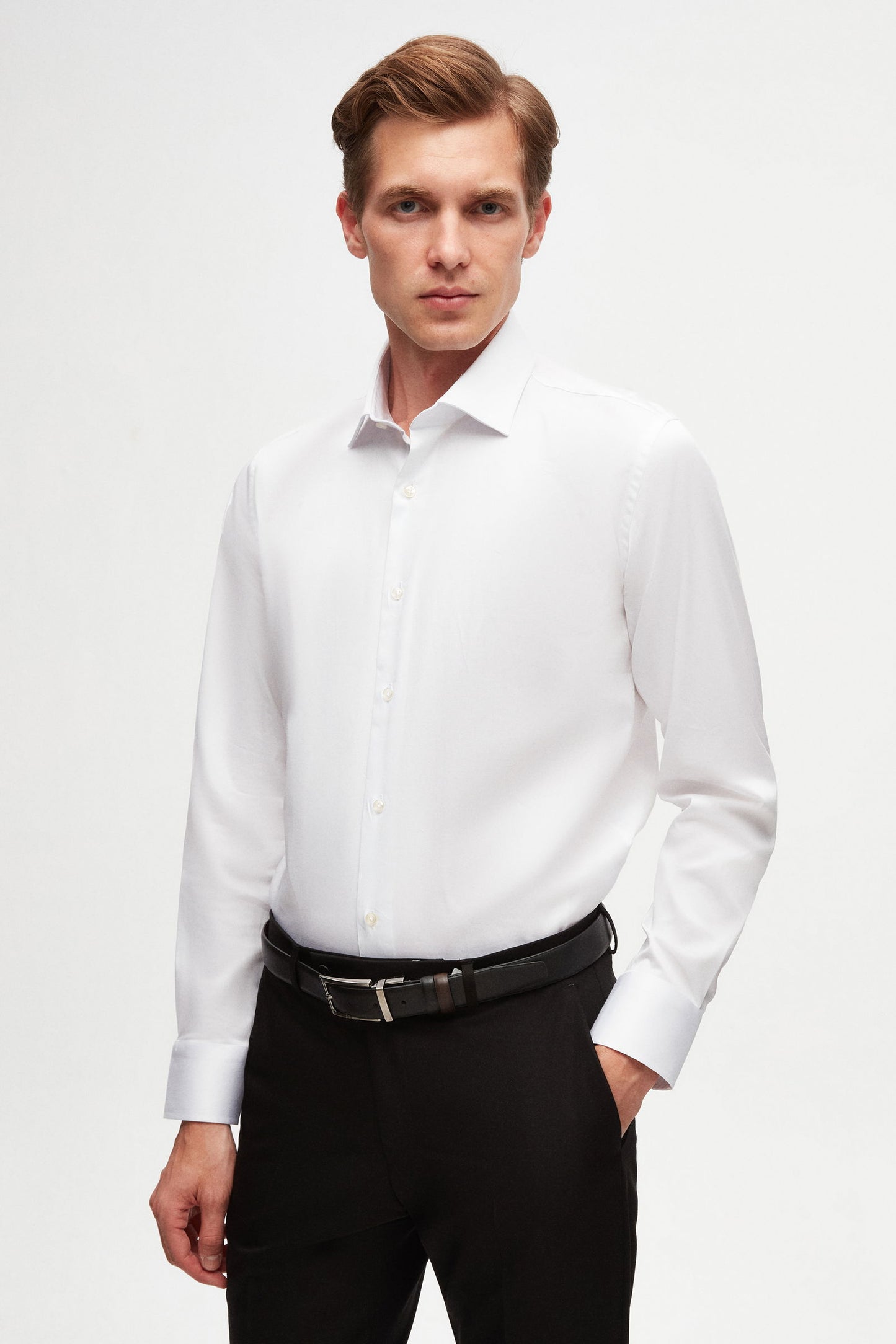 Ds Damat Slim Fit Beyaz Düz Gömlek