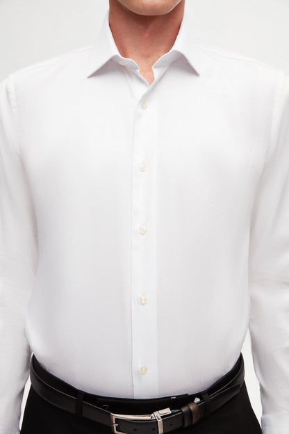 Ds Damat Slim Fit Beyaz Düz Gömlek