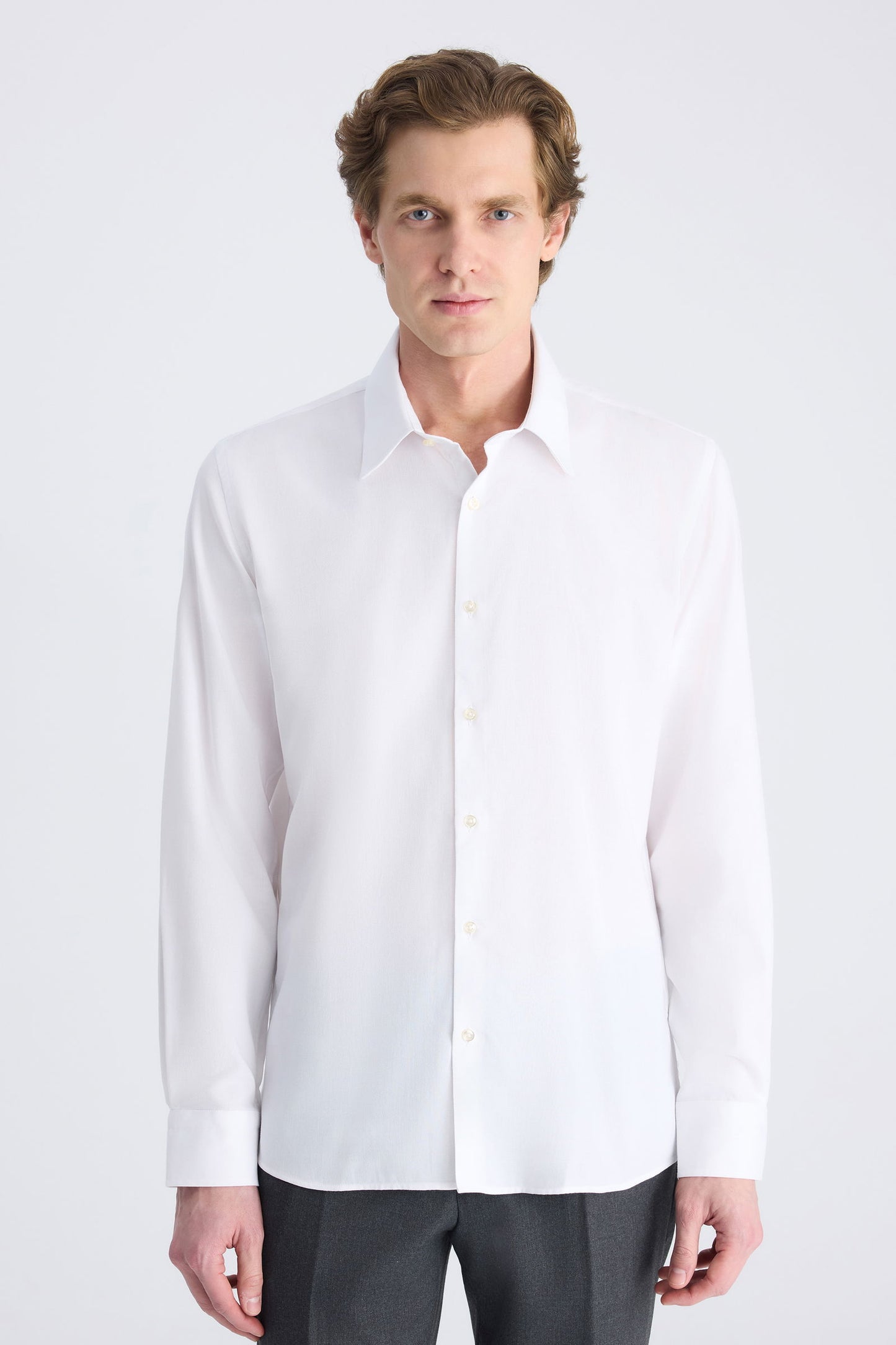 Twn Slim Fit Beyaz Armürlü Gömlek