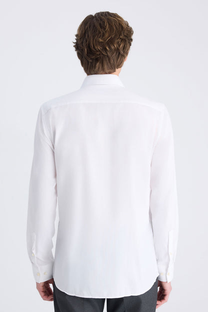Twn Slim Fit Beyaz Armürlü Gömlek