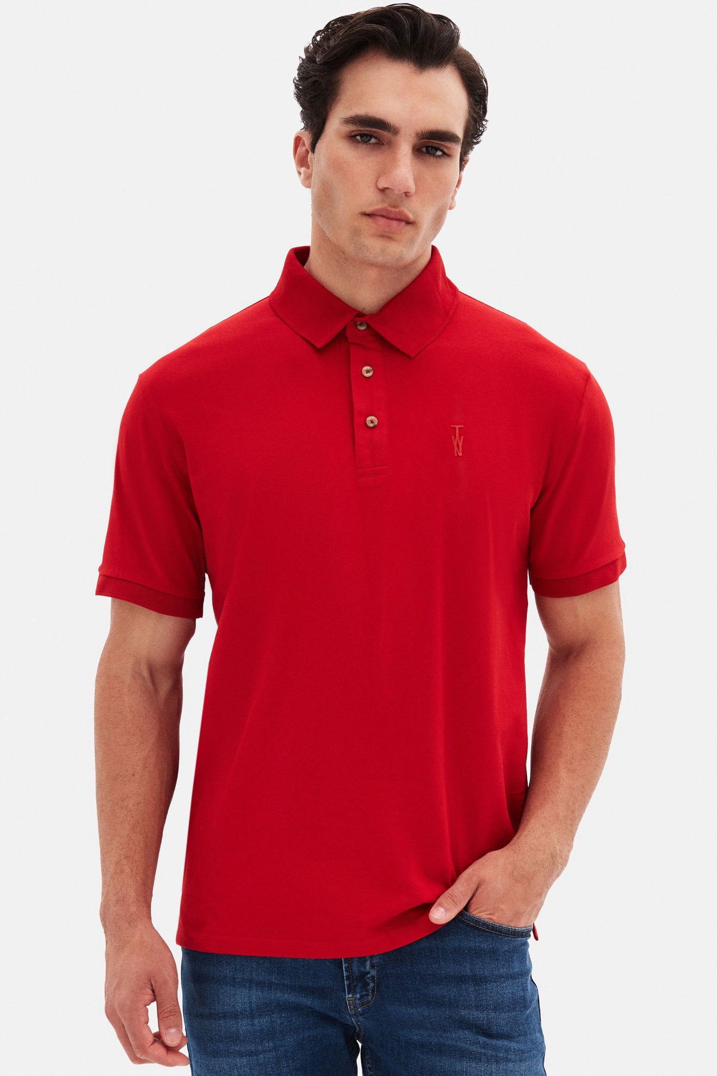 Twn Slim Fit Kırmızı Pike Dokulu Polo Tişört