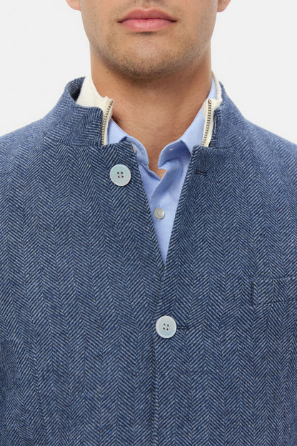 Twn Slim Fit Indigo Armürlü Kumaş Ceket