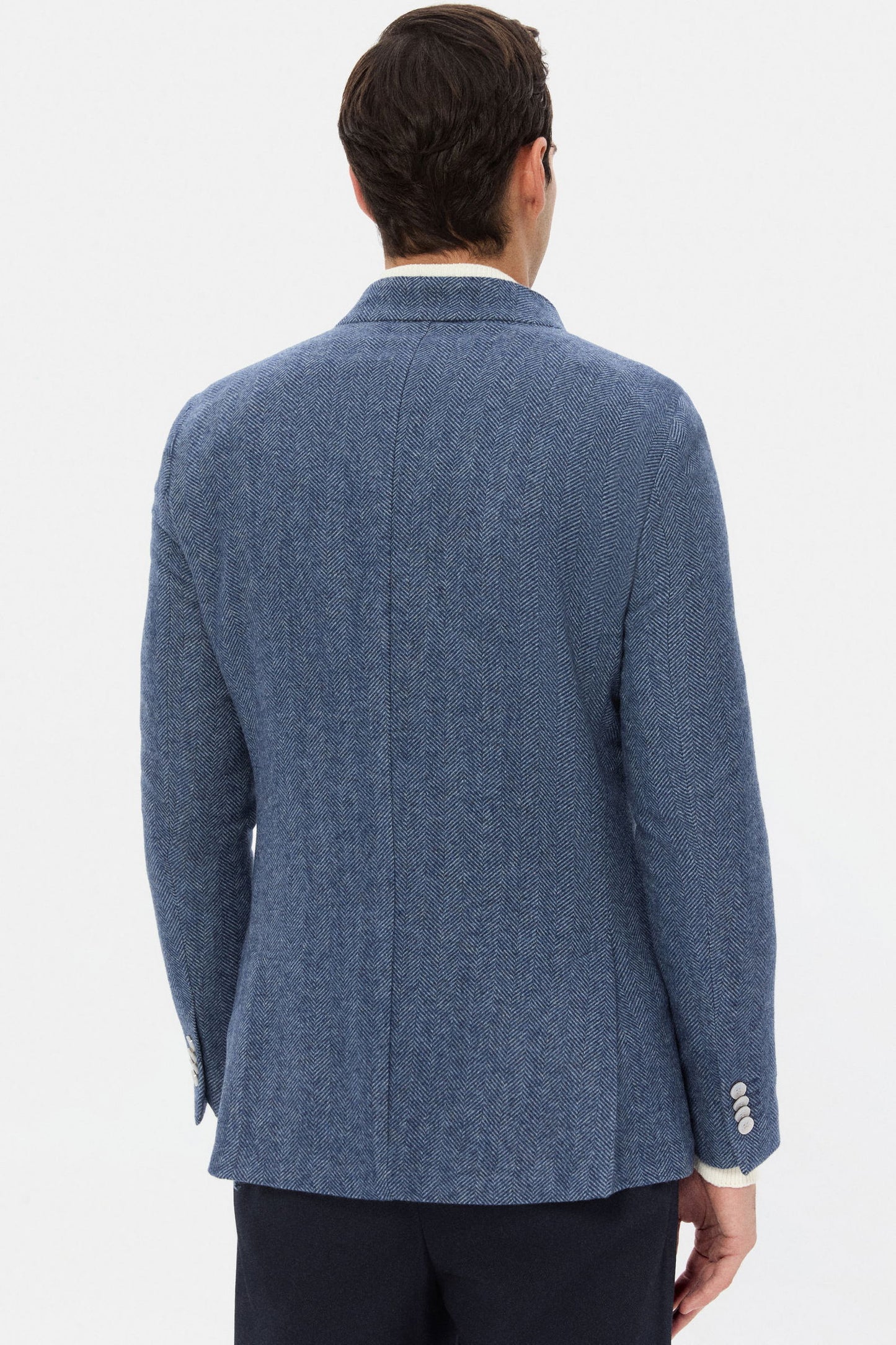 Twn Slim Fit Indigo Armürlü Kumaş Ceket